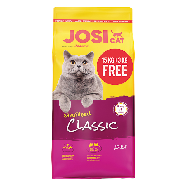 JosiCat Sterilised Classic Promo Pack 15+3 kg