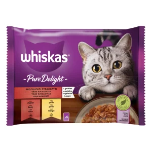 Whiskas Pure Delight hrană umedă sos carne pisici adulte 4 pliculete 85g