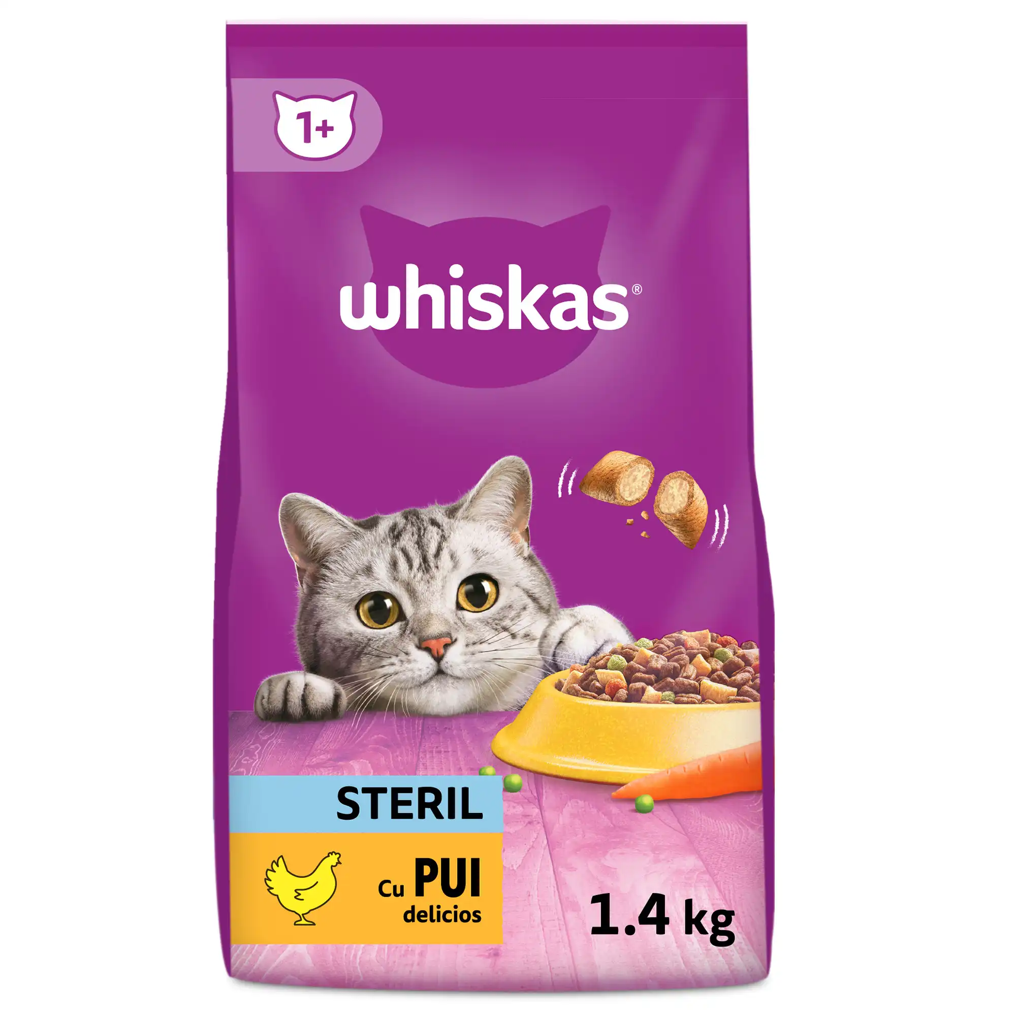 Whiskas Sterile Uscată Pui Pisici Sterilizate 1,4 kg - imagine 2