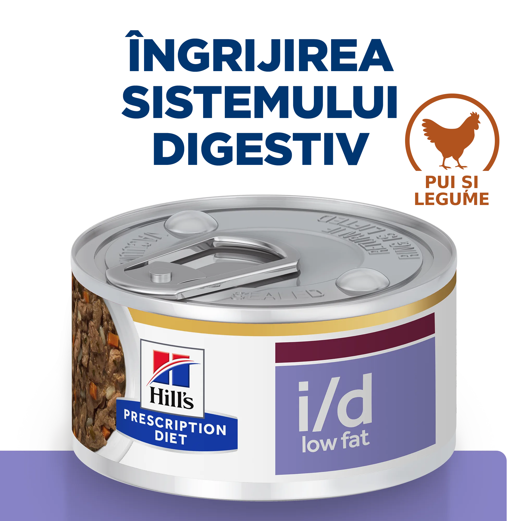 Hill's Prescription Diet I/D Low Fat cu Pui și Legume Adăugate Câini 156g