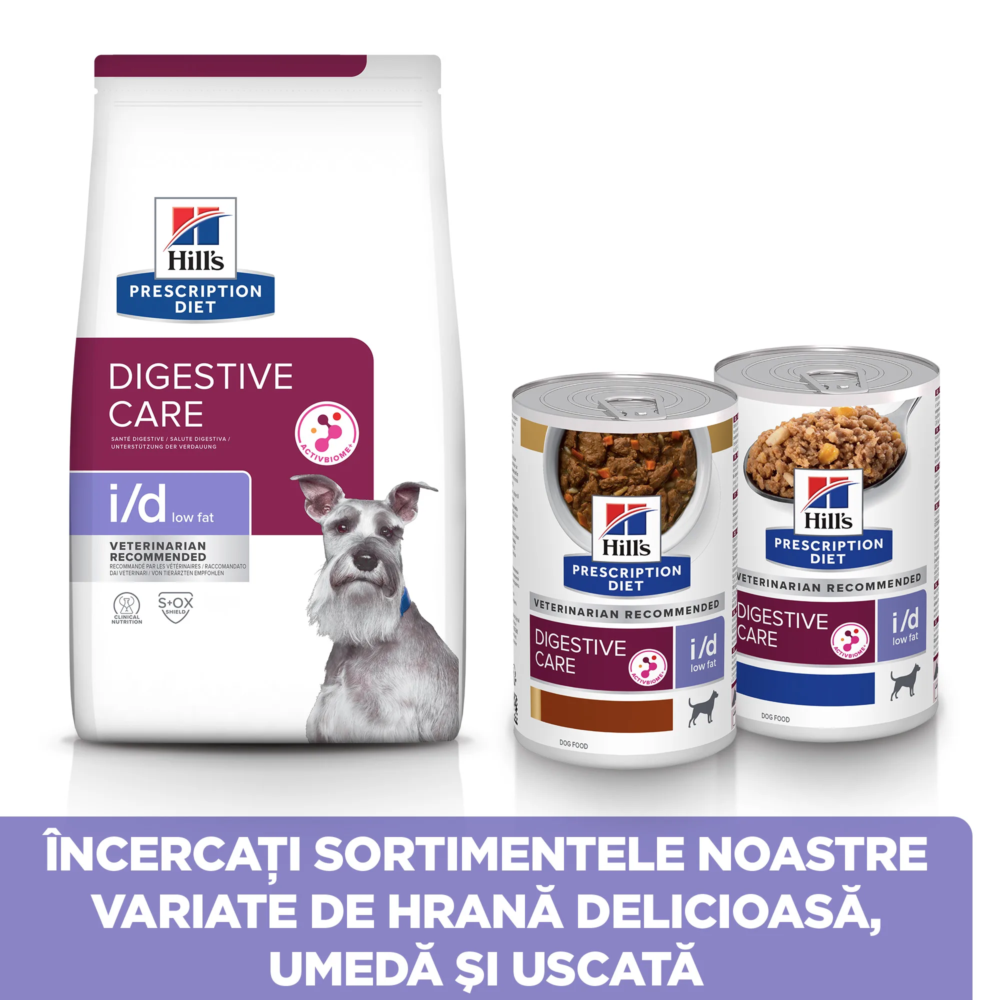 Hill's Prescription Diet I/D Low Fat cu Pui și Legume Adăugate Câini 156g
