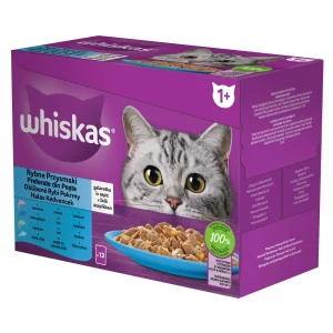 Whiskas selecții pește hrană umedă pisici adulte aspic 12 pliculete 85g